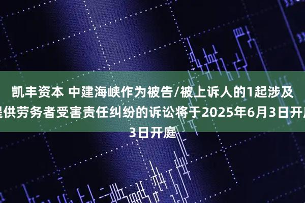凯丰资本 中建海峡作为被告/被上诉人的1起涉及提供劳务者受害责任纠纷的诉讼将于2025年6月3日开庭