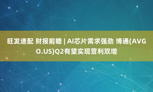 旺发速配 财报前瞻 | AI芯片需求强劲 博通(AVGO.US)Q2有望实现营利双增